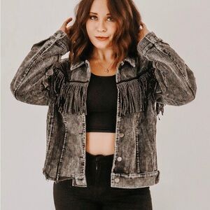 POL Black Fringe Cowboy Jacket